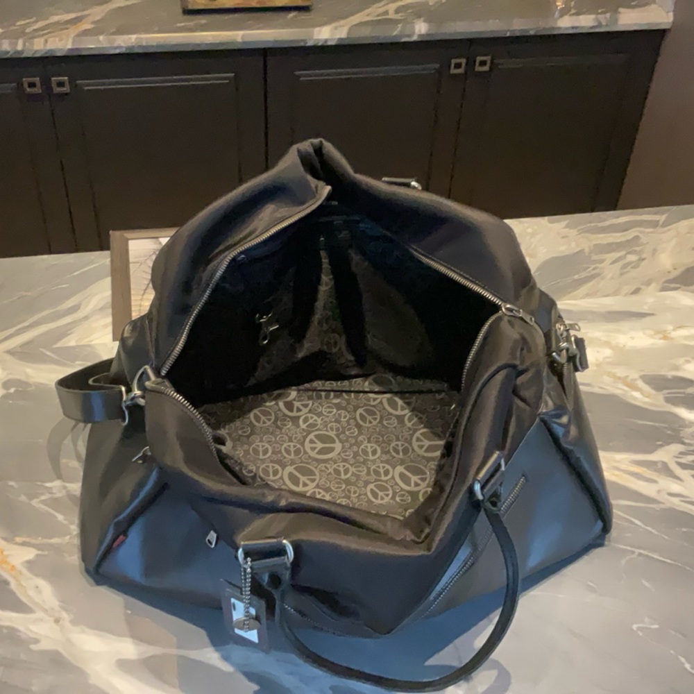 Large John Varvatos duffel bag New     w/Tags 10x12x24 Canvas & Fabric. $150.00